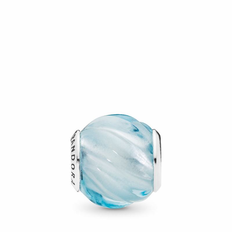 Pandora Blue Ripples Charm Ireland - Sterling Silver/Blue/Crystal - 156089UCW